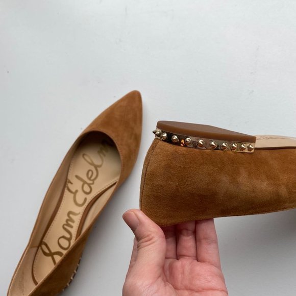 Sam Edelman Suede Flats with Gold Studs - Tan Size 6.5 - Picture 9 of 9